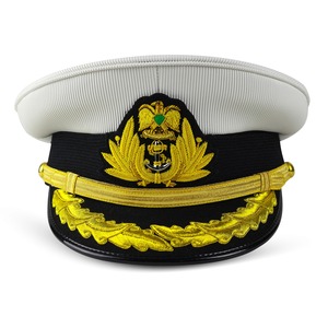 Gorra Formal Blanca Personalizada con Diseño de Laurel Bordado en Oro, Banda Negra, Bordado a Mano, para Hombre Adulto, 56-58CM - Product Image 5