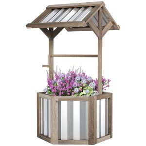 Jardinière élégante en bois gris clair pour l'extérieur – Fontaine à souhaits décorative - Product Image 5