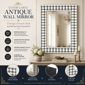 Luxury Large Antique Decorative <b>Wall</b> <b>Mirror</b> | Vintage French Style Living Room Decor | Premium Handcrafted Home Accent <b>Mirror</b> - Product Image 5