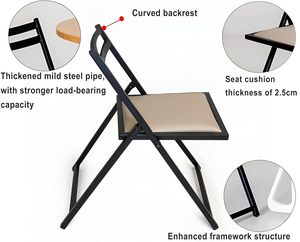 Chaise pliante avec coussin (lot de 1) – Chaise rembourrée portable et confortable |   Chaise au design compact et peu encombrant pour la maison | - Product Image 3