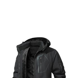 Men's Black Hooded <b>Waterproof</b> Ski <b>Jacket</b> <b>Fleece</b> <b>Lined</b> Zipper Closure Gore-Tex Material Outdoor Wear - Product Image 4