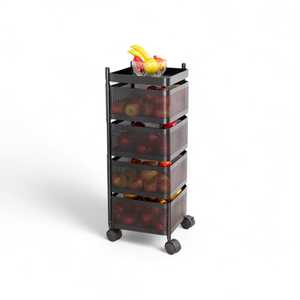 Carrito de Cocina Plegable y Móvil de Acero Suave Rectangular con Organizador de Especias de Doble Nivel, Estilo Vintage - Product Image 4