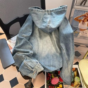 เสื้อฮู้ดดี้เดนิมวินเทจสั่งทำโลโก้ได้ ขายส่ง ทรงโอเวอร์ไซส์ ยูนิเซ็กส์ สำหรับผู้ชาย ล้างสีแบบแอซิดวอช สั่งทำได้ ทรงหลวม สไตล์ลำลอง เรียบง่าย - Product Image 5