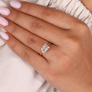 ชุดเครื่องประดับเพชรทรงลูกแพร์ 1.60 กะรัต พร้อมใบรับรอง IGI แหวนหมั้นและแหวนแต่งงานทองคำขาว 14K - Product Image 4