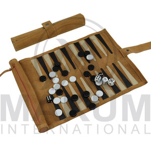 <b>Roll</b>-Up Customizable Square Backgammon Set Portable Folding Leather <b>Mat</b> Travel Board Games for Kids Adults Outdoor Camping - Product Image 5