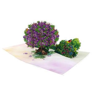 Carte de vœux de Noël 3D en papier découpé au laser sur le thème de l'amour, motif Jacaranda violet de Hanoï, artisanat vietnamien, design personnalisé - Product Image 4