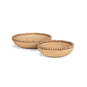 Bols en bois faits à la main avec bordure perlée, design minimaliste pour servir les aliments, décoration artisanale non enduite, décoration intérieure - Product Image 3