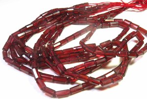 Hermosas Gemas Naturales de Granate de Alta Calidad en Forma de Tubo, Cuentas de 17 Pulgadas, 7-10 mm, Facetadas, Delgadas, Largas, Perforadas al Centro, de Mozambique - Product Image 5