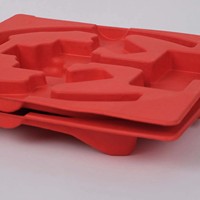 Inserts d'emballage écologiques en pulpe moulée rouge, plateaux en papier biodégradables antichoc