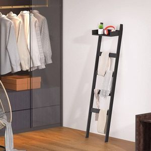 Étagère échelle à 5 niveaux en bambou pour couvertures, serviettes et écharpes – Support décoratif pour couvertures et draps - Product Image 4