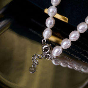 สร้อยคอรูปทรงข้าวสารออโรร่า ขนาด 7 มม. พร้อมไข่มุก DIY ขนาด 3 มม. คุณภาพพรีเมียม หรูหรา ระยิบระยับ ขายส่ง สร้อยคอไข่มุกพรีเมียม - Product Image 3