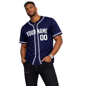 Camiseta de béisbol personalizada para hombre, camisa deportiva con botones y rayas rojas y negras, nombre y número - Product Image 1