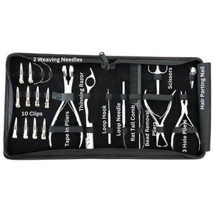 Professional All-in-One Hair Extension Tool Kit for Salon Use Stainless Steel Tools Packed in a Black Carry Case - Product Image 5