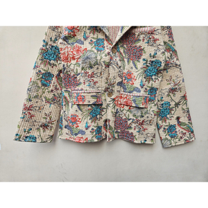 Blazer matelassé en coton vintage fait main, patchwork indien, unisexe, vêtement d'extérieur écologique, réversible, style bohème chic, design unique à rayures - Product Image 5