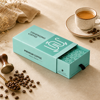 Boîte cadeau coulissante de luxe écologique avec feuille d'or et doublure en éponge pour grains de café, snacks et emballages alimentaires de fêtes