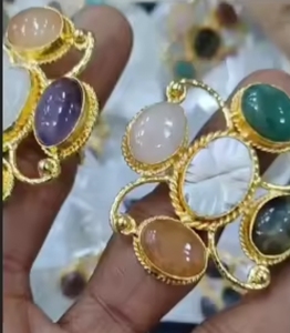 Exima Traders New Trendy Design Vintage <b>Brass</b> <b>Ring</b> for Women Daily Wear with Multi Color Natural Stone Unique Design Gift - Product Image 2