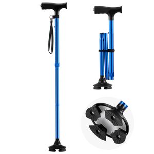 Bastone da passeggio pieghevole per uso domestico per uomo e donna, altezza regolabile a 8 livelli, base girevole a 4 punte, impugnatura leggera in schiuma - Product Image 1