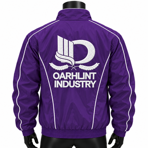 Veste coupe-vent pour homme OARHLINT INDUSTRY, couleur violette, col montant, fermeture éclair sur le devant, logo brodé, coupe-vent, décontractée, pour l'automne - Product Image 2