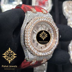 นาฬิกาควอทซ์ประดับเพชร นาฬิกาข้อมือโครโนกราฟ สายรัดลายพรางสีแดง ตัวเรือนโทนสีโรสโกลด์สำหรับเป็นของขวัญและตั้งโชว์ - Product Image 3
