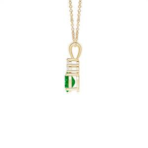 14K <b>Solid</b> <b>Gold</b> Natural Emerald Oval Emerald Solitaire <b>Pendant</b> with Trio Diamond Classic Fine Jewellery Anniversary Gift For Her - Product Image 3