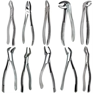 Ensemble de forceps d'extraction dentaire, instruments chirurgicaux argentés, classe I, modèle américain, acier inoxydable de haute qualité - Product Image 3