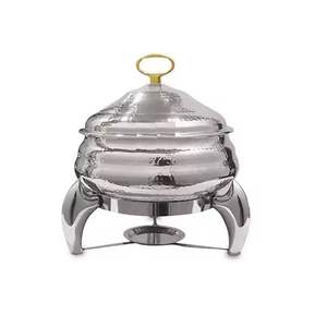 Luxury Gold Chafing Dish with Ornate Lid Premium Buffet Food <b>Warmer</b> Elegant Catering Serving Dish with Stand - Product Image 3
