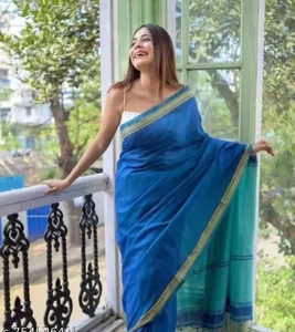Sari traditionnel pour femmes KV en coton pur et lin, séchage rapide, pour l'automne - Product Image 6