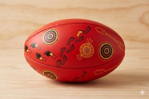 Ballons de football australien AFL personnalisés avec logo inspiré des aborigènes, en cuir de qualité supérieure, fabricant de ballons de sport sur mesure - Product Image 2