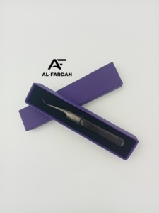 Pince à cils en gros, couleur plasma noire, 45 degrés, pointe plate, pointe en fibre, pince à cils pour extensions avec boîtes cartonnées - Product Image 4