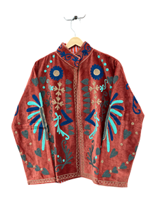 Handmade <b>Velvet</b> Embroidery Reversible Eco-Friendly High Quality Bomber <b>Jacket</b> Full Sleeve Floral Pattern Bohemian Cotton Artisan - Product Image 1