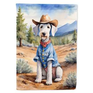 Drapeau de jardin de bienvenue multicolore Bedlington Terrier Cowboy Boîte aux lettres Drapeau de cour décoratif Bannière pour patio Oeuvre d'art pour parterres de fleurs - Product Image 1
