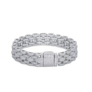 iced out multi row cuban link <b>bracelet</b> s925 <b>silver</b> 18k gold plated hip hop jewelry heavy design for trendy <b>Bracelets</b> & <b>Bangle</b> - Product Image 5