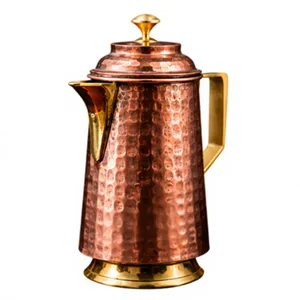 Carafe à eau en cuivre pur avec finition martelée, design vintage en forme de cône exquis, grande capacité, pour la salle à manger - Product Image 1