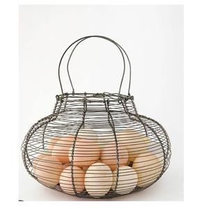 Panier de rangement de style vintage rustique en métal noir thermolaqué, panier à œufs en fil métallique pour la collecte des œufs, vente en gros Inde - Product Image 6