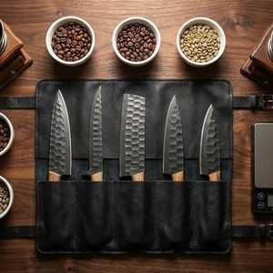 Juego de Cuchillos de Chef Hechos a Mano al por Mayor, de Alta Calidad, Personalizados, de Acero con Alto Contenido de Carbono, Juego de 5 Piezas para Exteriores con Funda de Cuero - Product Image 6