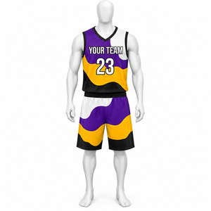 Uniforme de basket-ball 100% polyester, design personnalisé, logo, nom et numéro de l'équipe, uniformes de basket-ball respirants - Product Image 1
