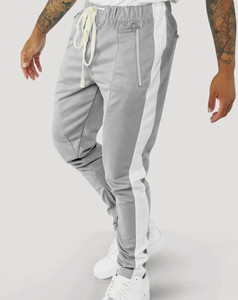 Pantalon de survêtement gris pour homme taille XL, taille élastique, cordon de serrage, poches latérales, joggers décontractés, tricoté mi-lourd, respirant, pour l'automne - Product Image 3