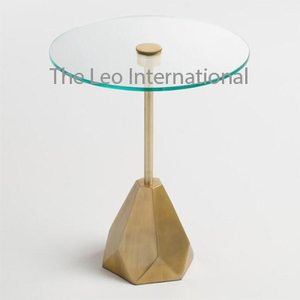 <b>Square</b> Design Metal & Marble <b>Side</b> <b>Table</b> Gold Color Antler Shape Base With Marble Top Designer Living Room Decor Supplies - Product Image 2