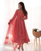 Salwar Kameez Color Durazno con Dupatta, Traje Tradicional Indio para Fiesta, Georgette Suave y Pesado de Secado Rápido para Mujer