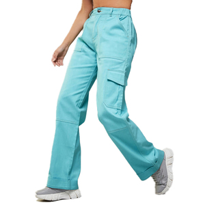 Fabricante de Jeans de Mezclilla Personalizados para Mujer, Venta al por Mayor, Cintura Alta, Pierna Ancha, Corte Holgado, Estilo Casual, Moda Urbana - Product Image 2