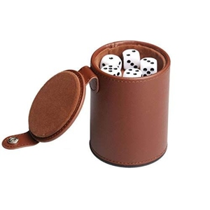 Copa para dados de cuero sintético de primera calidad al por mayor con tapa, forro de fieltro suave, silenciosa, para agitar dados, estuche de almacenamiento para juegos de póker y de mesa - Product Image 1