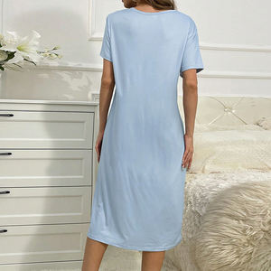 Pyjamas décontractés pour femmes, manches courtes, été, OEM ODM, imprimé <span class=keywords><strong>panda</strong></span> mignon, robes de nuit pour femmes - Product Image 3