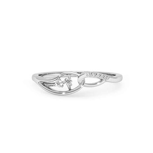 Anillo Minimalista con Diseño de Hoja y Diamante Natural en Plata de Ley 925 |   Anillo Elegante para Uso Diario para Mujer - Product Image 4