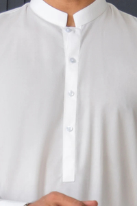 Ensemble de costume Shalwar Kameez pour homme, 2 pièces, en coton blanc de bonne qualité, pour fêtes et mariages, tenue islamique respirante. - Product Image 3