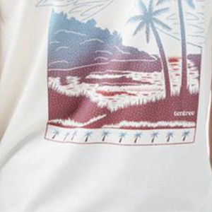 T-shirt pour homme à manches courtes, col rond, blanc, avec imprimé palmier au dos, coupe décontractée, jersey en coton respirant - Product Image 6
