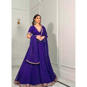 Lehenga Choli de seda de diseñador para fiestas con bordado de hilo Zari - Product Image 4