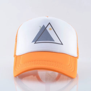 Casquette Snapback Unisexe 6 Panneaux Blanche Orange avec Logo Géométrique en Maille – Chapeau Décontracté Ajustable pour Adultes, Idéal Printemps-Été et Activités de Plein Air - Product Image 1
