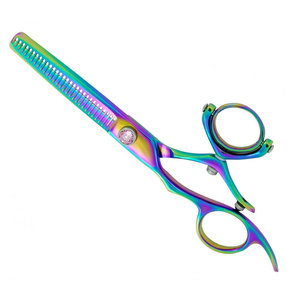 Ciseaux de coiffure professionnels multicolores pour droitiers, pivotants, en acier, à tension réglable par vis, pour salon de coiffure - Product Image 1