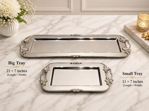 Bandejas Rectangulares de Metal Pulido para Almacenamiento, Diseño Clásico, Decoración de Mesa - Product Image 5
