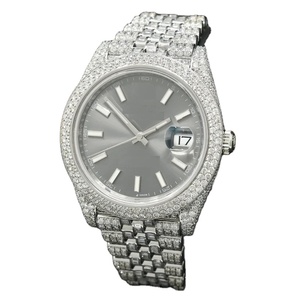 Custom VVS Moissanite orologi meccanici Pass diamante Tester <span class=keywords><strong>Baguette</strong></span> 925 argento placcato oro ghiacciato di lusso Ap Watch - Product Image 6